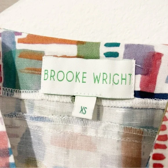 Brooke Wright Lucy Dress Multicolor Linen Blend Shift Size XS